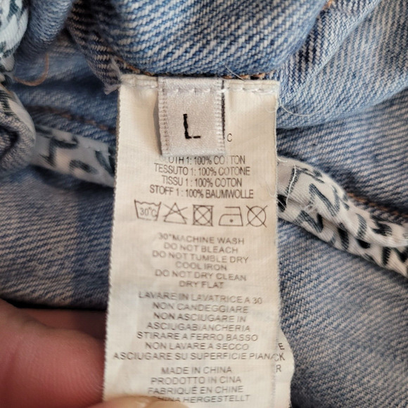 Paul Smith Italy Denim Jean Jacket Womens Large Cropped V Neck Light Wash Pocket - Picture 9 of 10